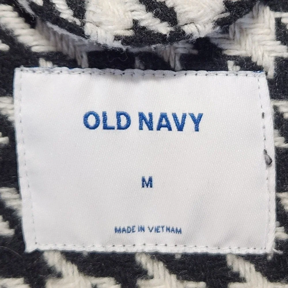 Old Navy Coat Womens Medium Wool Blend Black White‎ Long Sleeve Business Casual